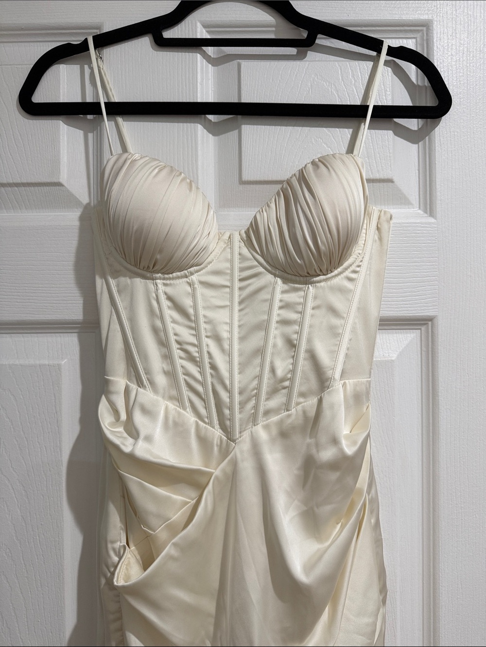 Oh Polly Ivory Draped Bustier Midi Dress - Picture 2 of 6